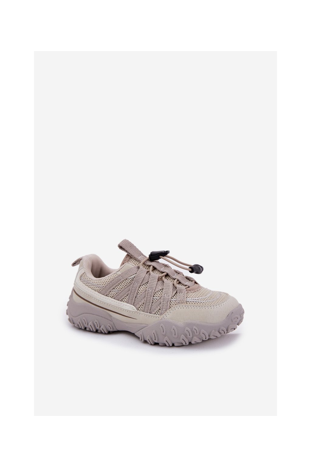 Svetlohnedé detské tenisky sťahovákmi z textílie a ekokože, kód produktu N1190R/N1191R BEIGE