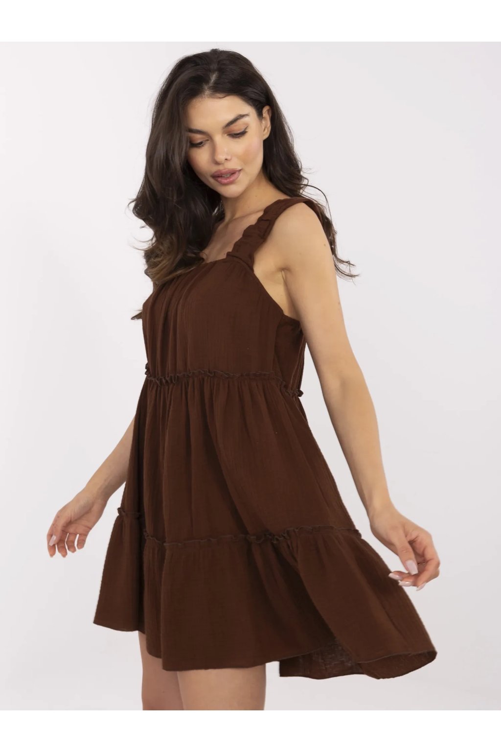 Dámske hnede šaty letne kód produktu MI-SK-A5036.78