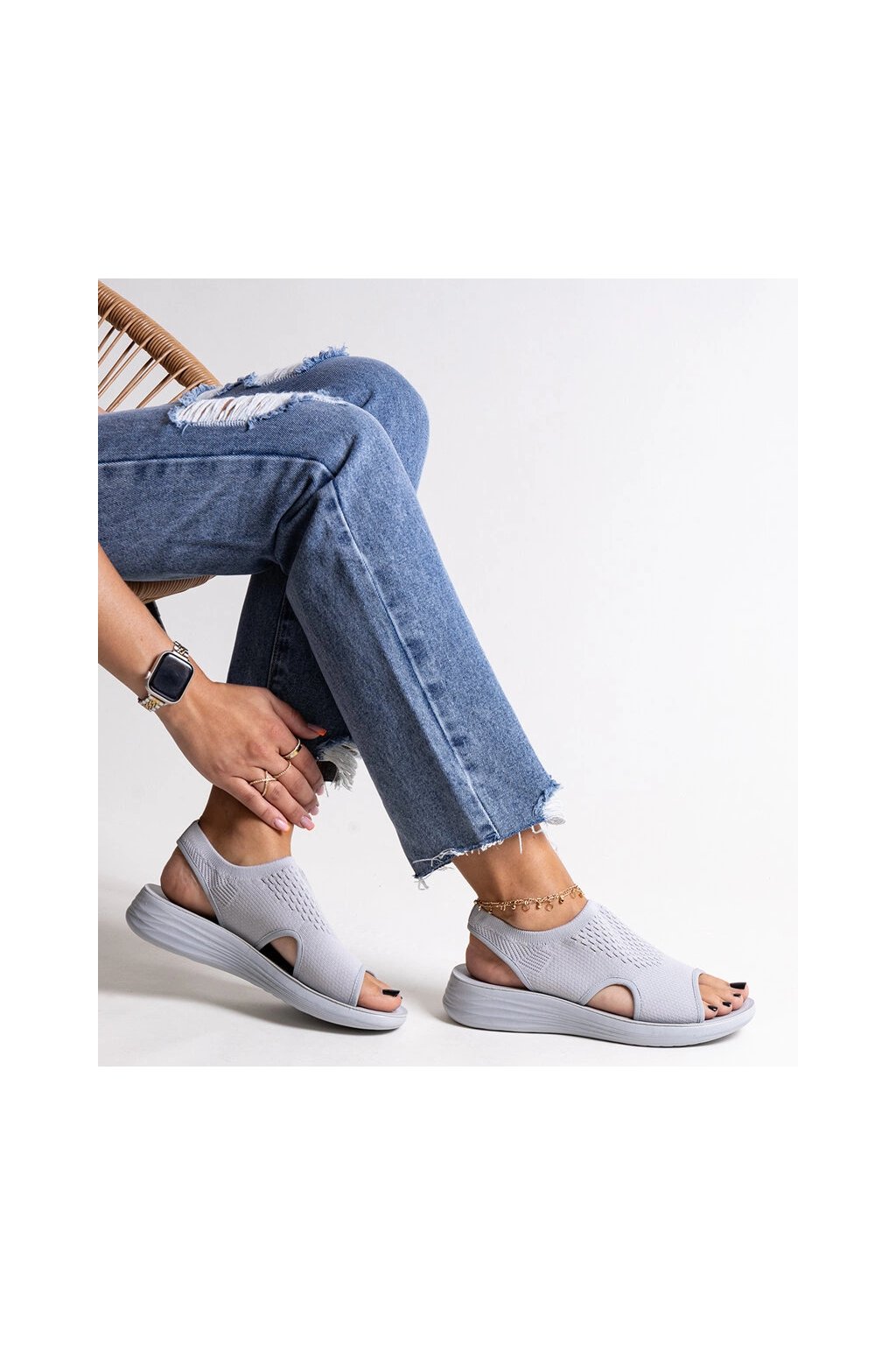 Sivé dámske sandále na platforme Rawia 838 GREY 38 - GM, kód produktu 29728-B