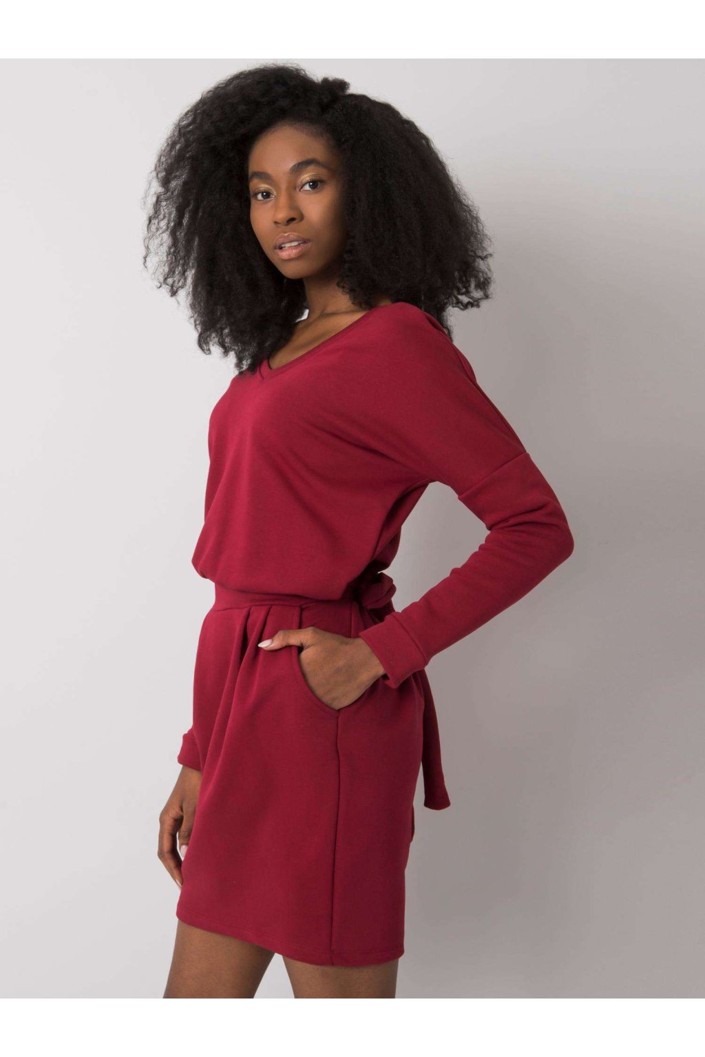 Dámske bordove šaty basic kód produktu RV-SK-6037.18X (Farba Bordová, Veľkosť M)