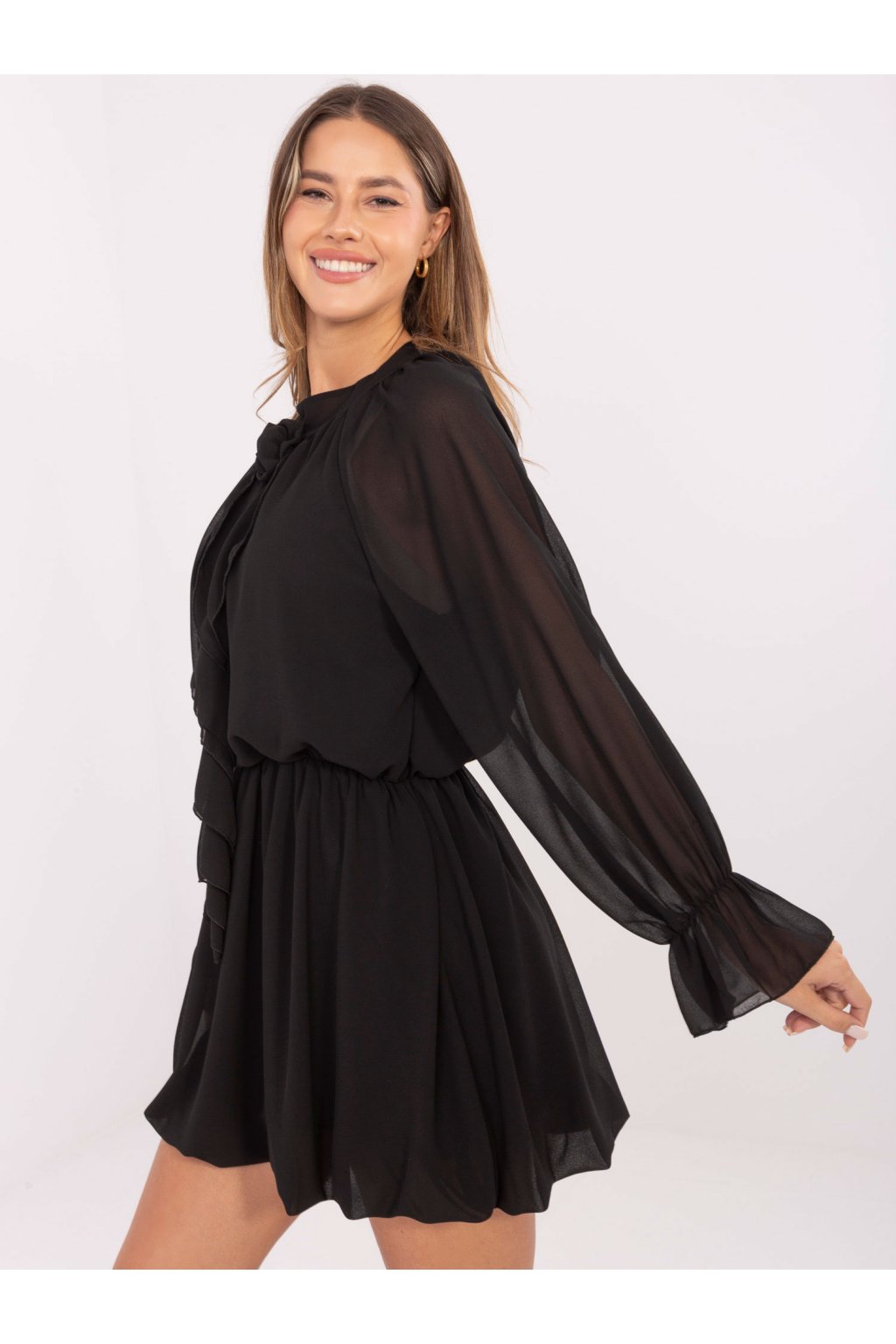 Dámske čierne šaty elegantné kód produktu MI-SK-A1554.26 (Farba Čierna, Veľkosť ONE SIZE)