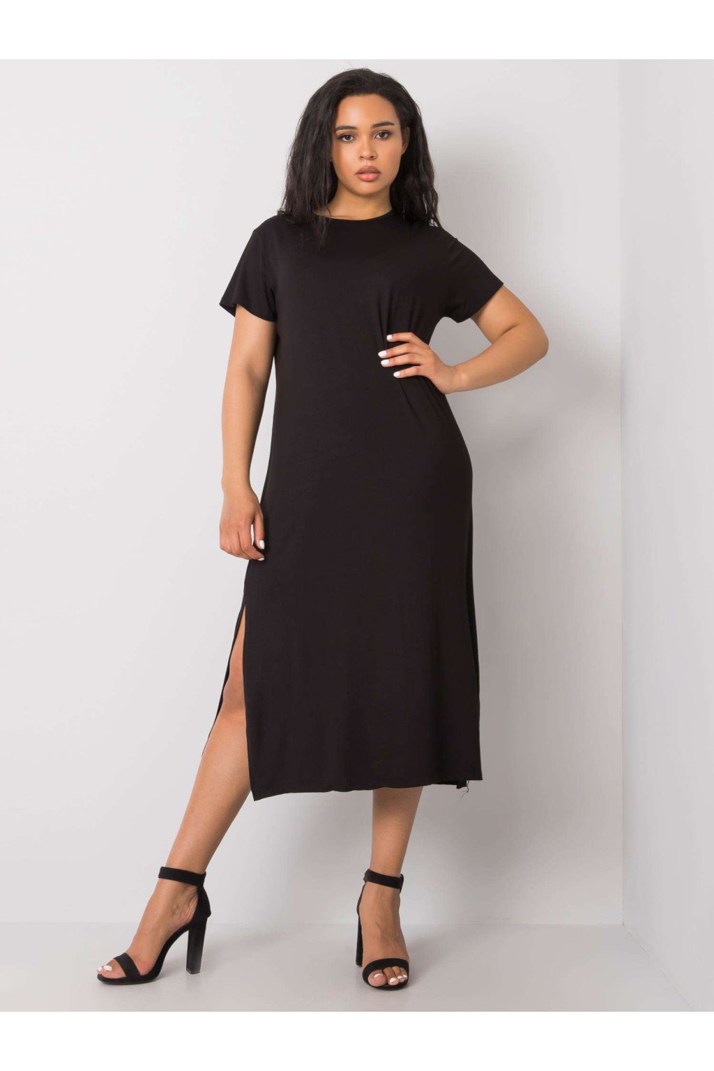 Dámske čierne šaty plus size kód produktu RV-SK-6637.13X (Farba Čierna, Veľkosť XL)