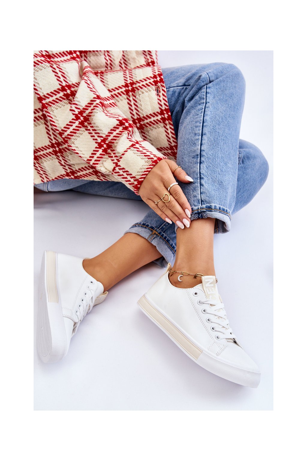 Béžové dámske tenisky z ekologickej kože, kód produktu LA221 BEIGE (Veľkosť 36)