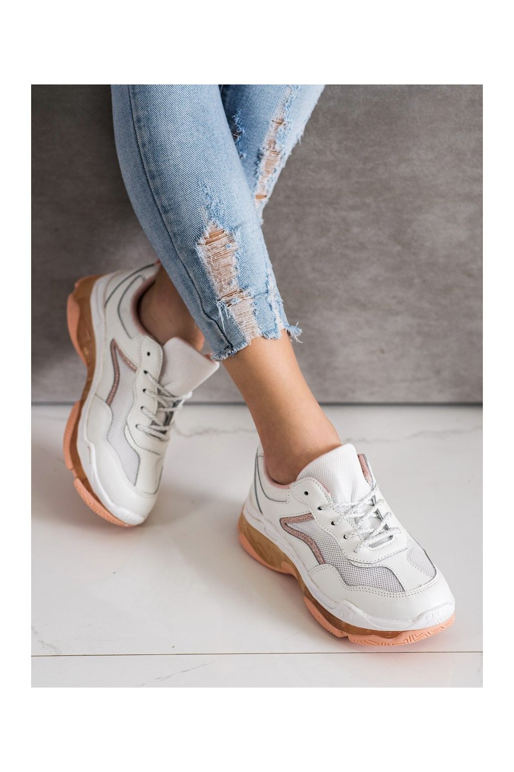 Biele dámske celoročné tenisky Goodin z prírodnej kože a textilu, kód produktu GD-FT-71W/P (Veľkosť 35.5)