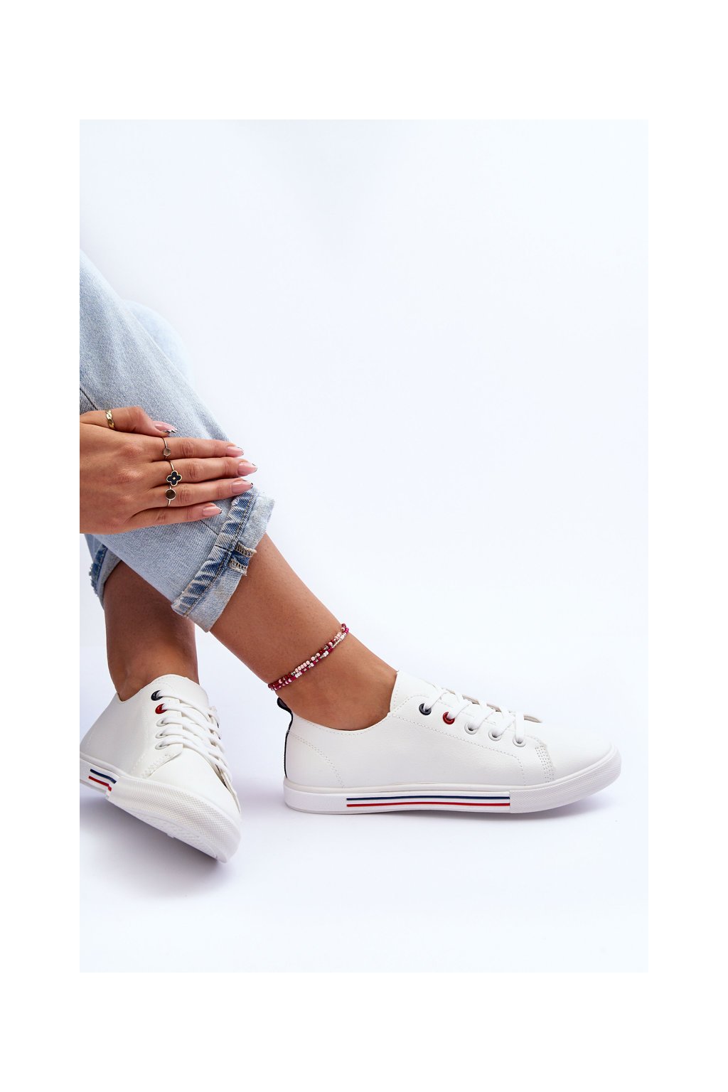 Biele dámske tenisky z eko kože na platforme, kód produktu 23SP02-5826 WHITE (Veľkosť 36)