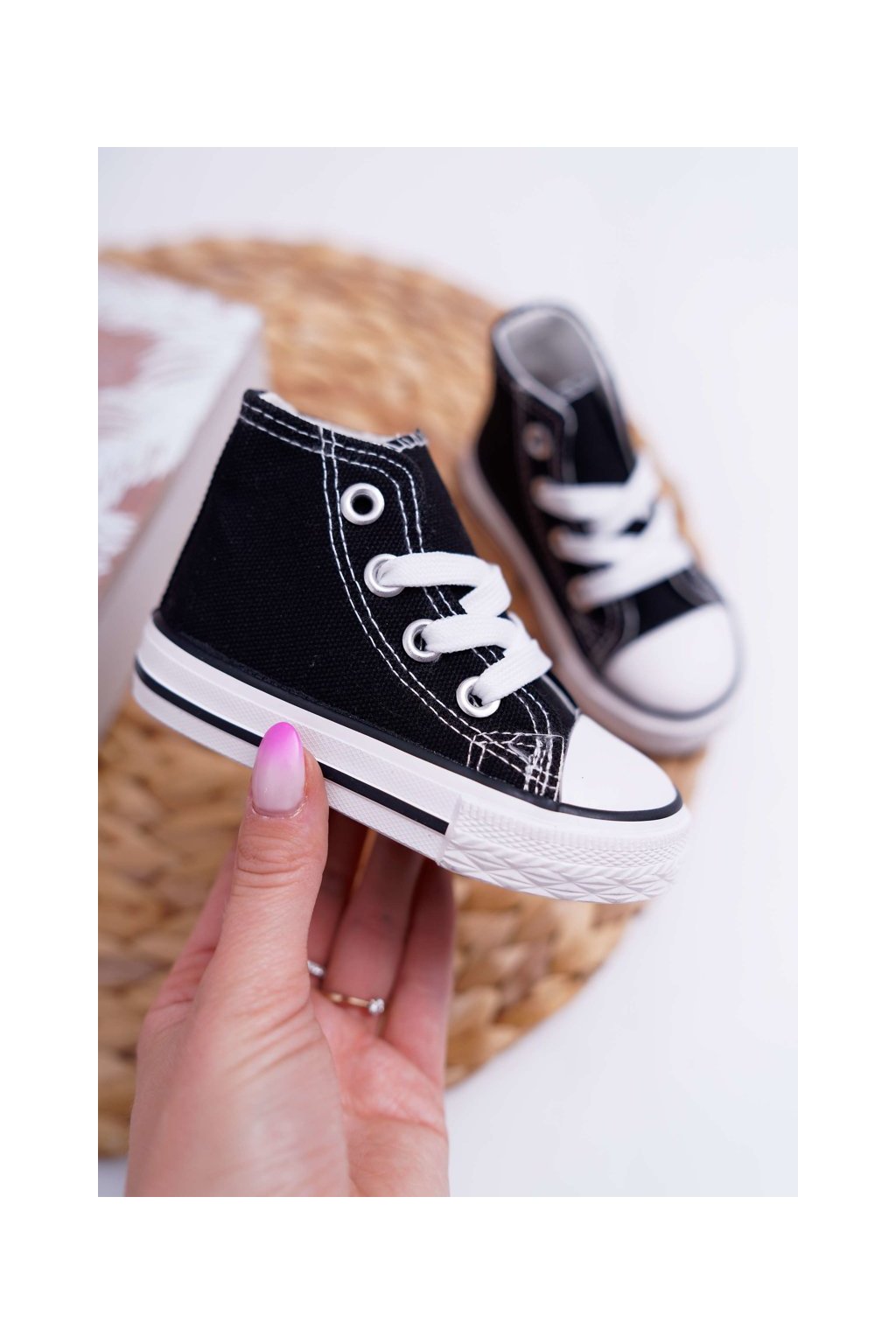 Čierne detské tenisky, kód produktu NJSK 80090 BLK (Veľkosť 18)