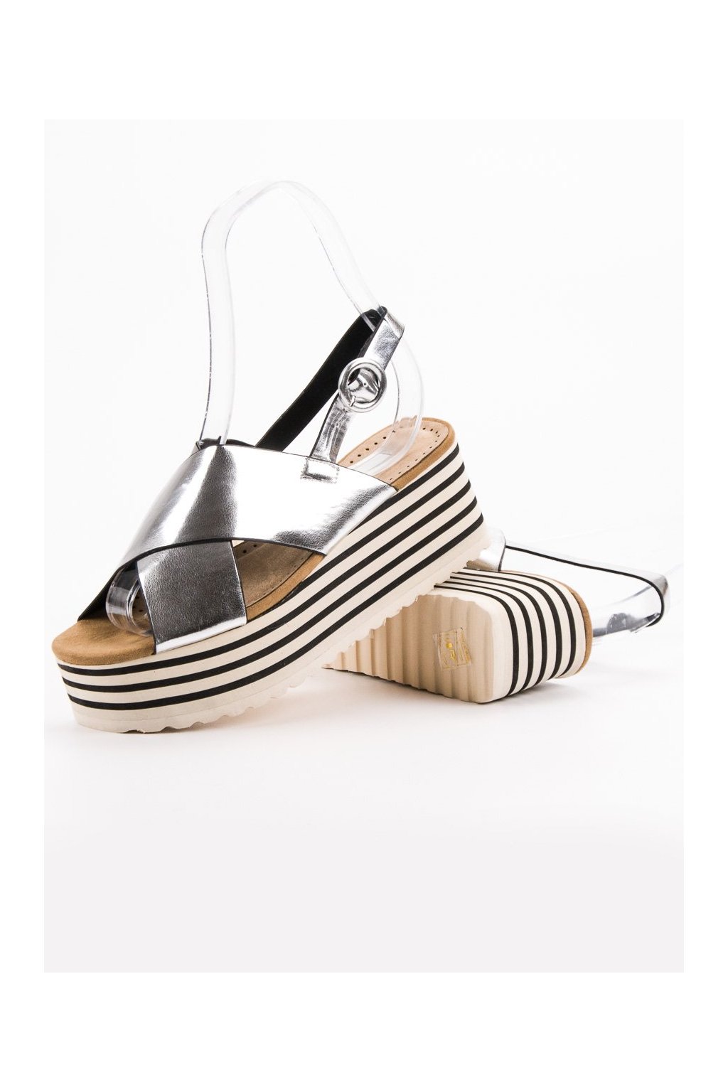 Dámske sivé sandále na suchý zips, kód produktu NJSK C7225S (Veľkosť 36)