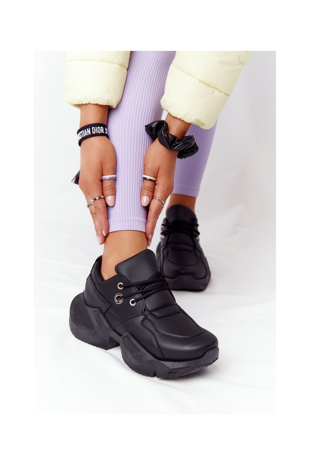 Čierne dámske módne tenisky, kód produktu LA95 BLK (Veľkosť 36)