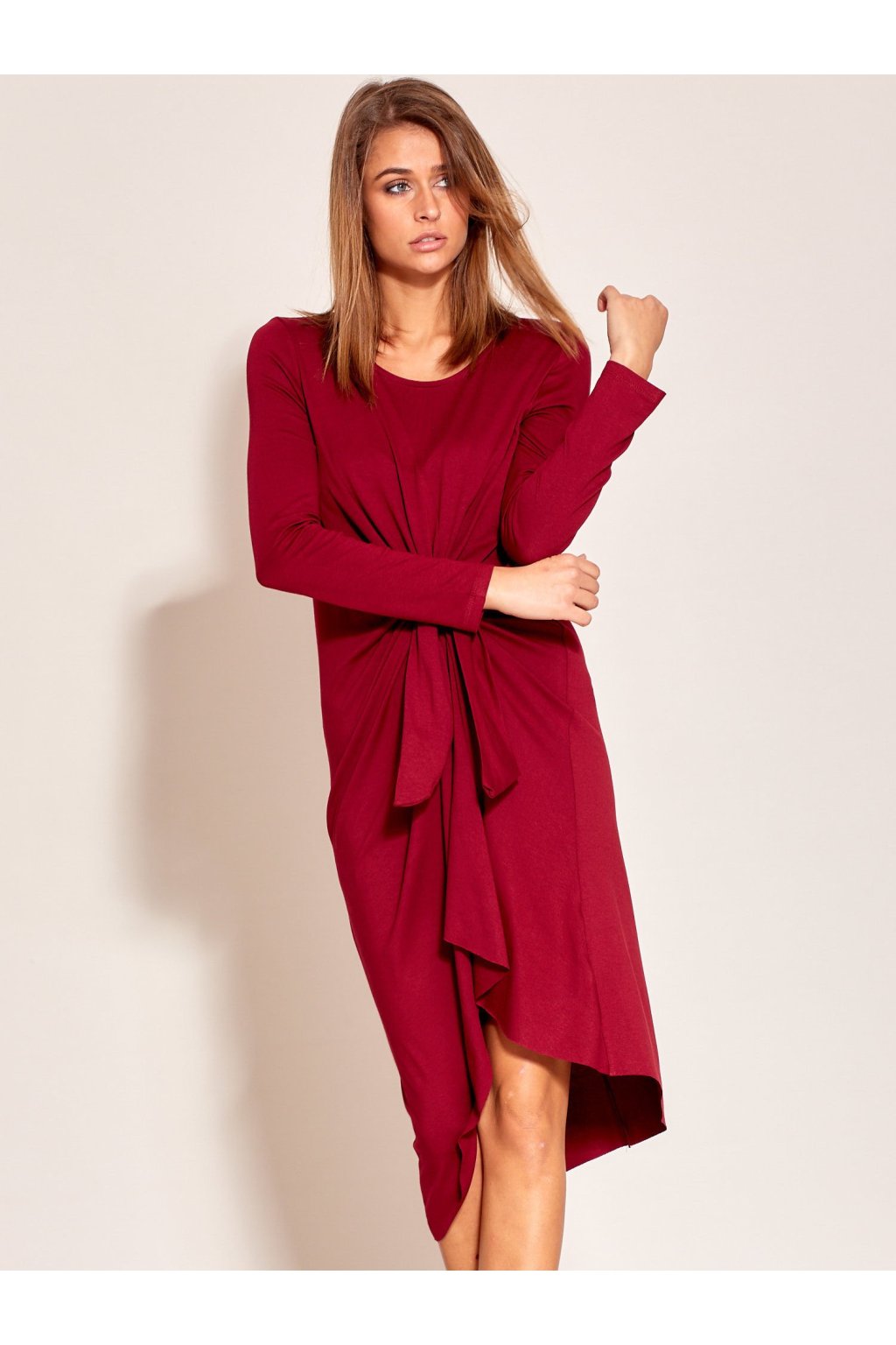 Dámske bordové šaty na bežný deň, kód produktu YP-SK-ccts0010.37 (Veľkosť L, Farba Bordová)
