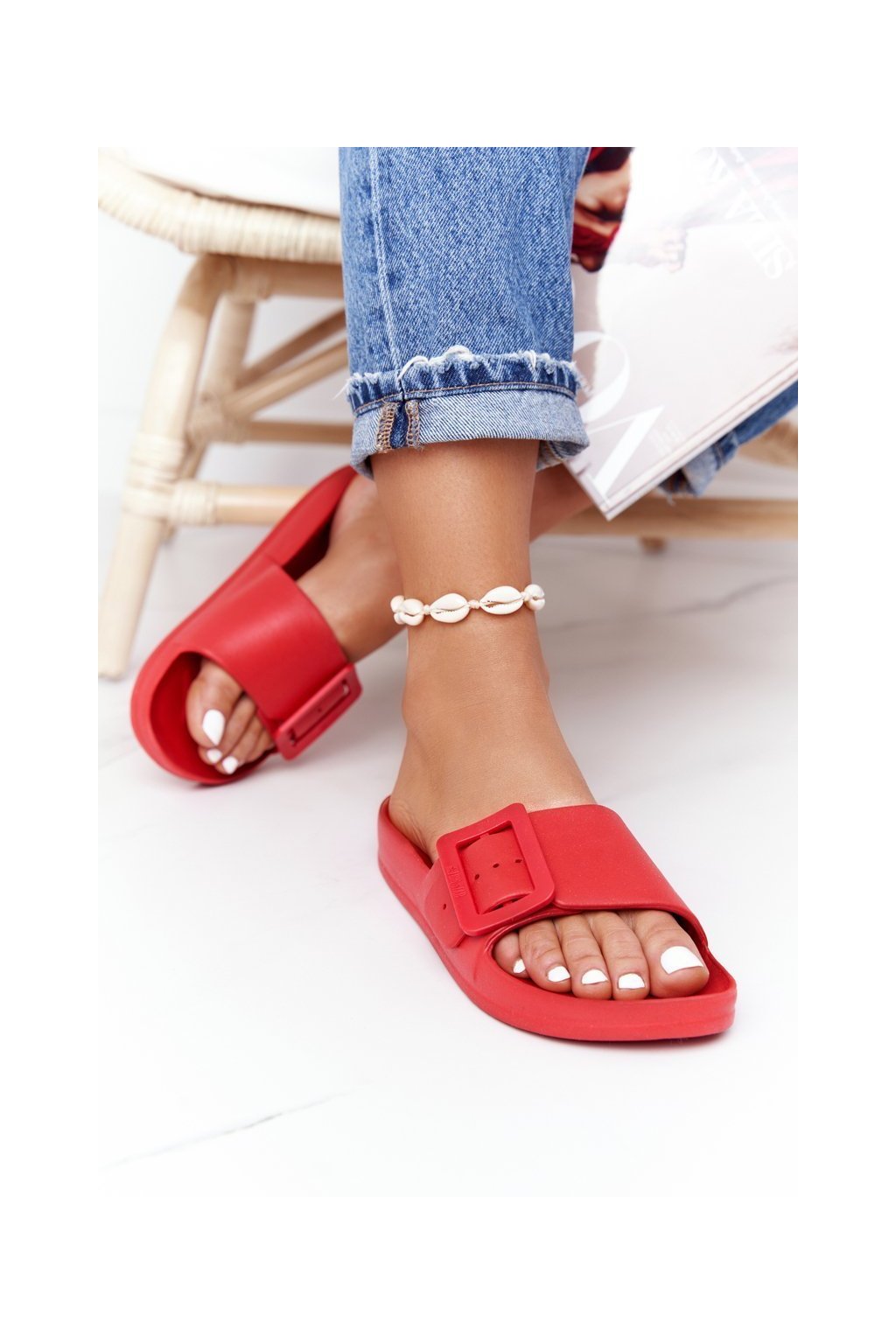 Červené dámske módne šľapky NAJ.SK, kód produktu FF274A385 RED (Veľkosť 36)