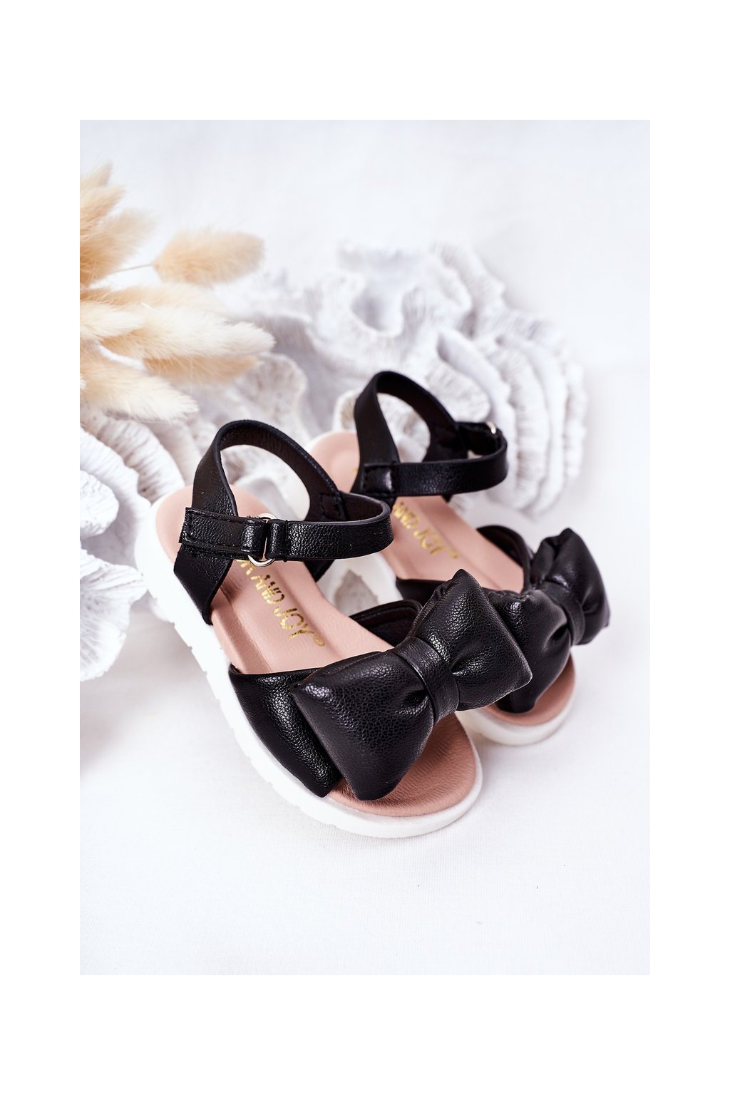 Čierne detské módne sandále, kód produktu NJSK 278-A BLACK (Veľkosť 19)