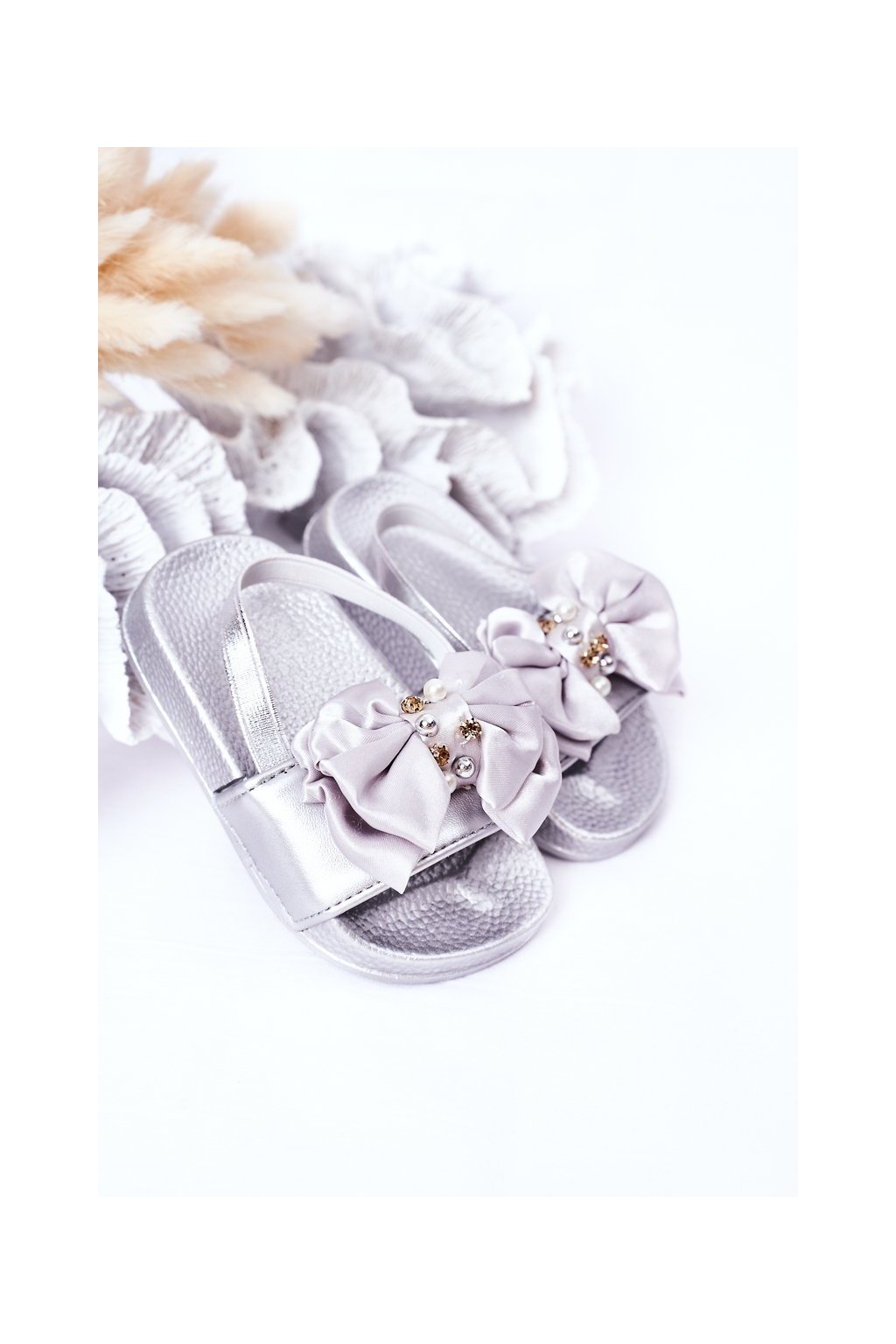 Sivé detské šľapky, kód produktu NJSK 295-C SILVER (Veľkosť 19)