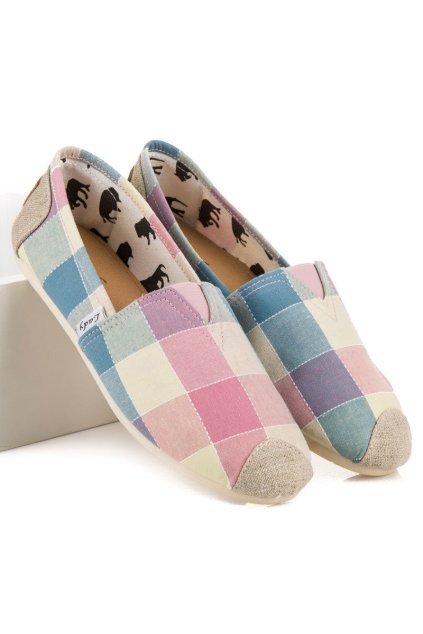 Pohodlné kárované espadrilky modré 0015-25P
