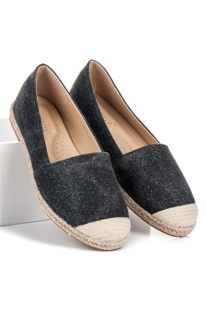 Čierne espadrilky s brokátom Bestelle