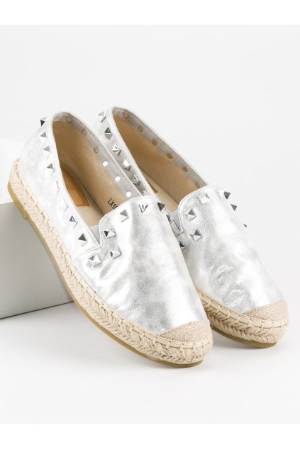 Strieborné espadrilky s cvokmi LX164S