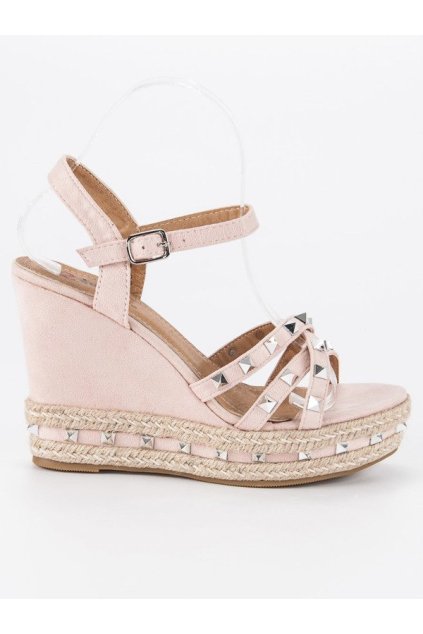 Semišové sandále espadrilky béžové GG-54BE