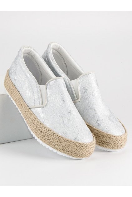 Strieborné espadrilky na platforme KA28-40S