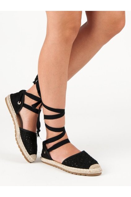 Espadrilky na šnúrovanie čierne HJ7037B