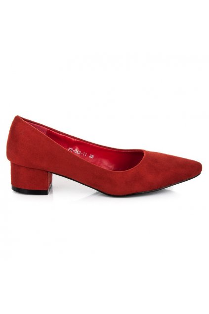 Červené semišové lodičky na opätku Best Shoes