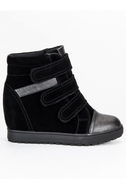 Čierne štýlové tenisky na suchý zips J0100B