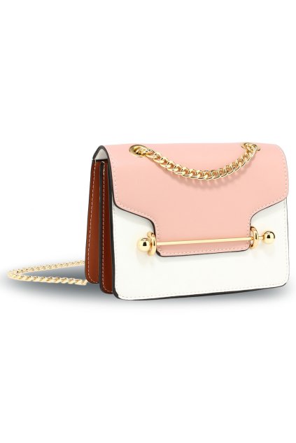 Crossbody ružová / biela / hnedá kabelka Siena AG00720