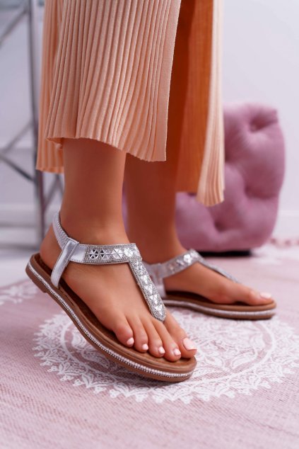 Dámske Sandále so zirkónmi Slip-on strieborné Mabellena