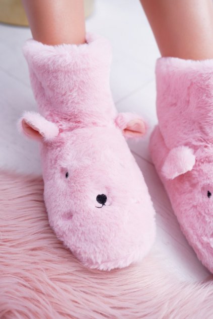 SOXO Teplé domáce ružové topánky Bunny Fishes 97308