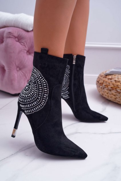 Dámske topánky na podpätku Semišové čierne Fashionable