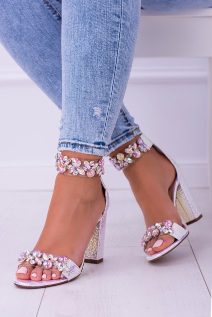 Lu Boo sandále Zirkony modré strieborné topánky Lambada SALLABY-2 BLUE