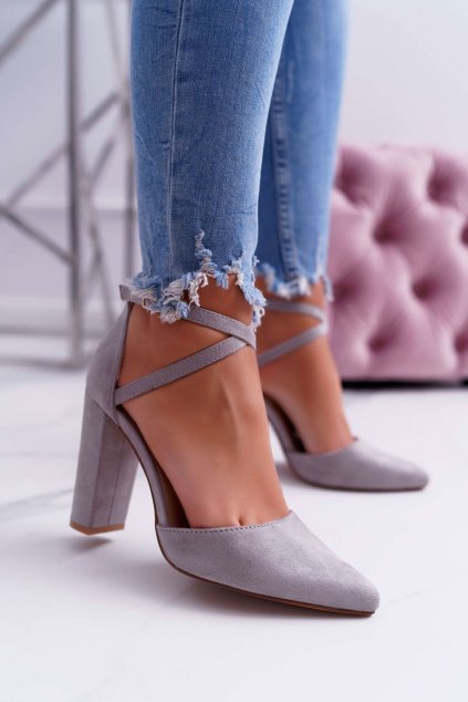 Dámske Lodičky na podpätku Semišové sivé High Traffic NC809 GREY