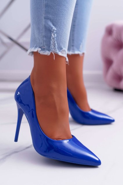 Dámske lodičky na ihlovom podpätku modré Yanna LE03 BLUE