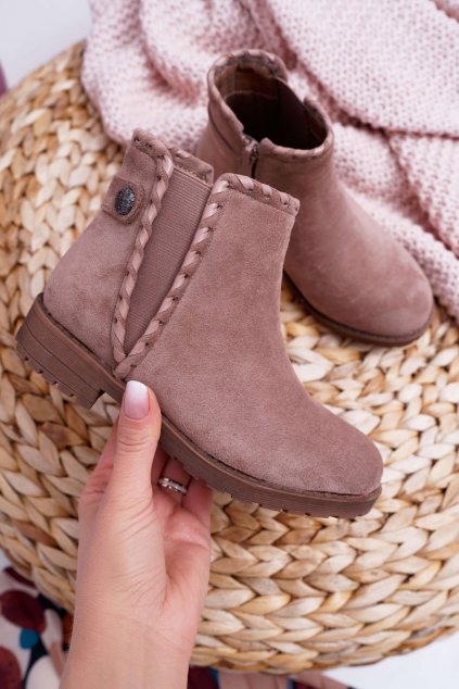 Detské členkové topánky Khaki Sicarro KID065 KHAKI
