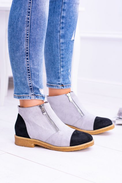 Lu Boo sivé semišové Dámske topánky s posuvníky Inez XW37275 GREY