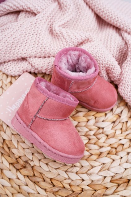 Detské zateplené snehule semišové ružové Gooby 20213-1A/2A PINK