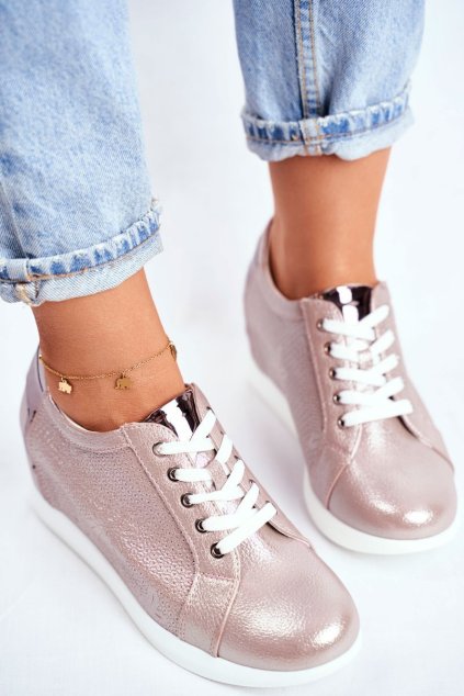 Dámska Obuv Sneakers Sergio Leone Béžový lesklé NJSK SP 235 Beige