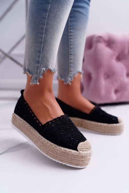 Dámske Espadrilky čierne Lovely Haven NJSK 7801-P