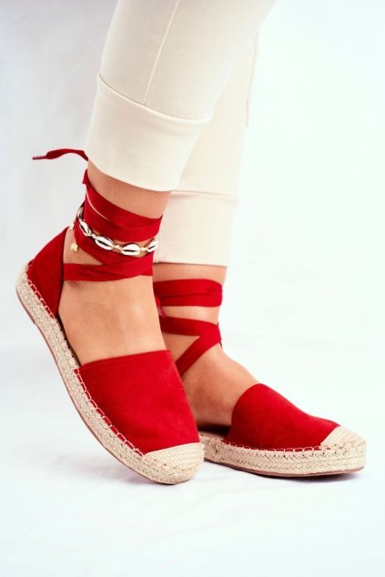 Dámske Espadrilky Šnerované Červené Bonjour NJSK LL-230