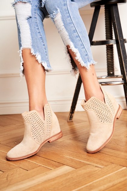 Dámske členkové topánky Semišové Cappuccino Shades NJSK A3733-8