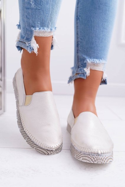Dámske poltopánky Majka Slip-on Kožené Zlaté NJSK 03512-25