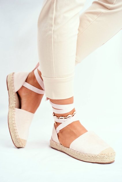 Dámske Espadrilky Šnerované Béžové Bonjour NJSK LL-230