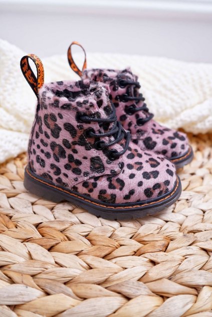 Detské topánky so zipsom Ružové Leopard Lilo NJSK 20319