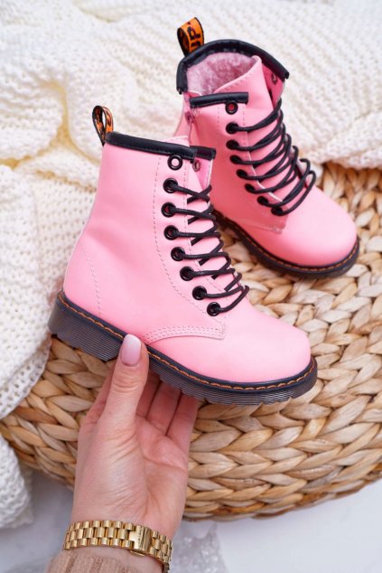 Detské členkové topánky farba ružová NJSK 20327-1C/2C PINK