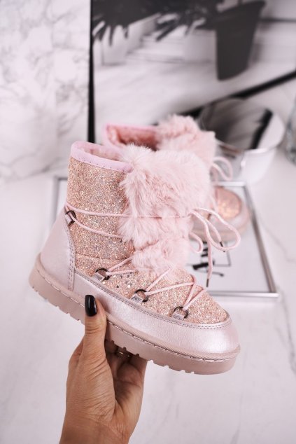Detské snehule farba ružová kód obuvi M30 LIGHT PINK