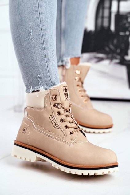 Členkové topánky na podpätku farba hnedá NJSK 20BT26-3040 BEIGE
