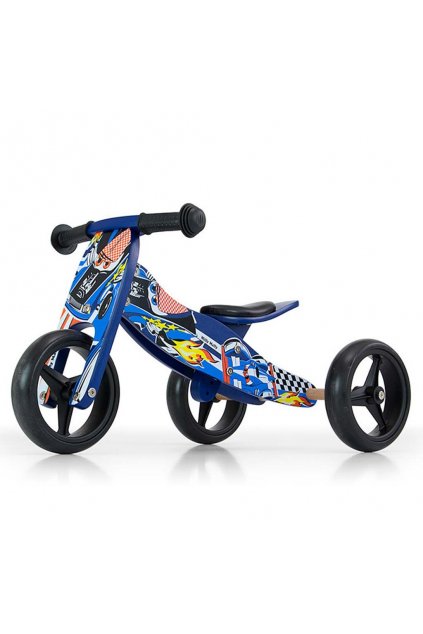 Detské multifunkčné odrážadlo bicykel 2v1 Milly Mally JAKE Blue Cars