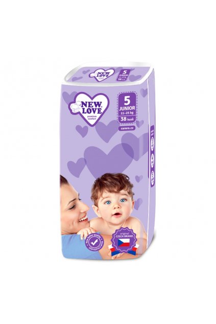 Detské jednorázové plienky New Love Premium comfort 5 JUNIOR 11-25 kg 38 ks