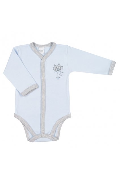 Dojčenské celorozopínacie body New Baby Owl modré