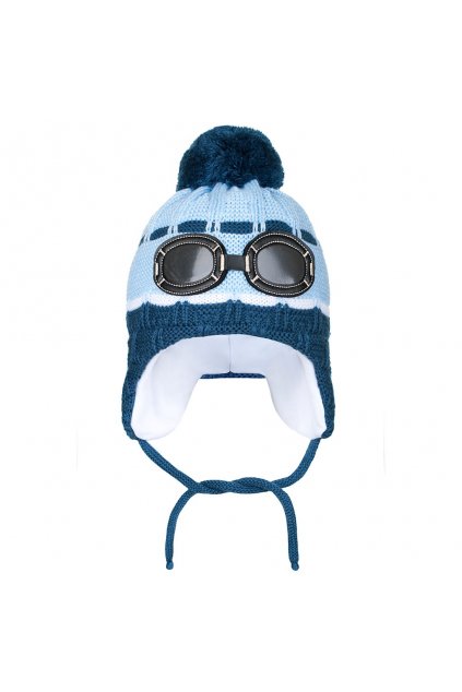 Zimná detská čiapočka New Baby okuliarky svetlo modrá