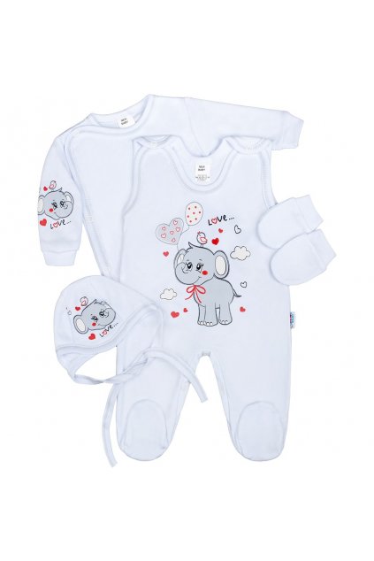 Súpravička 4-dielna New Baby Sloník bielo šedá