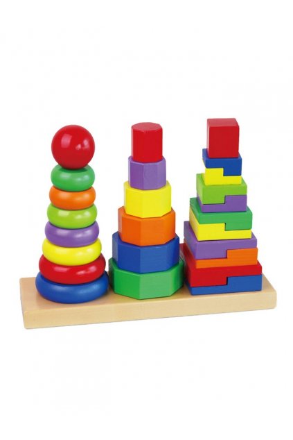 Drevené farebné pyramidy pre deti Viga